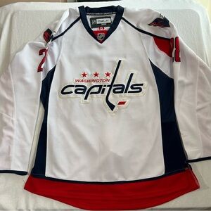 Washington Capitals Semin 28 Reebok  White Away Jersey Fight Strap Size 52